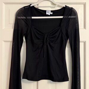 Princess Polly Black Ruched Long Sleeve Blouse